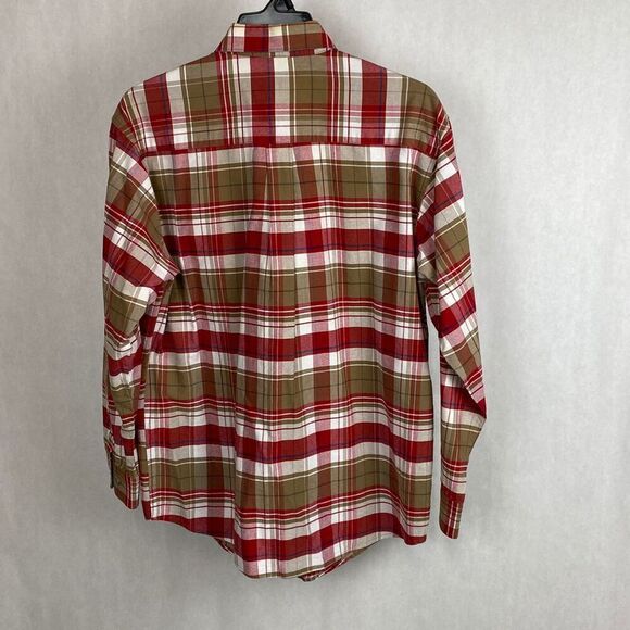 Wrangler Twenty X 20X Button Down Shirt Mens Sz M Long Sleeve Plaid Red Tan West - Picture 6 of 12